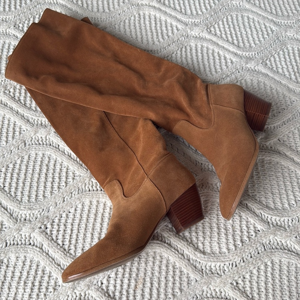 Michael kors cognac suede boots size 8